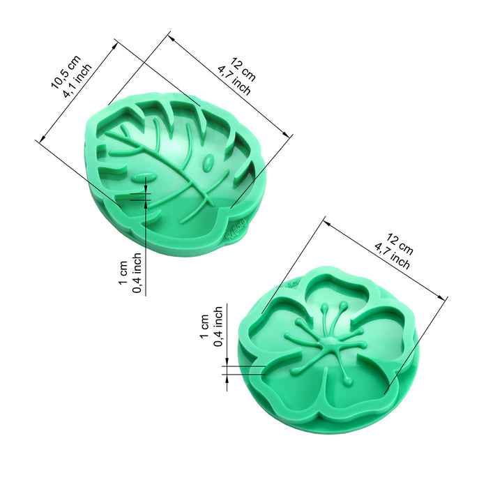 Untersetzer Monstera Blume - mit inneren Konturen. Unregelmäßige Muster für Untersetzer Harzgießformen - Silikon-Epoxidform für DIY Handwerk
