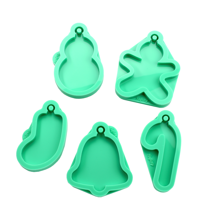 Weihnachten Ornamente Schneemann, Weckmann, Socke, Glocke, Zuckerstange Silikonform