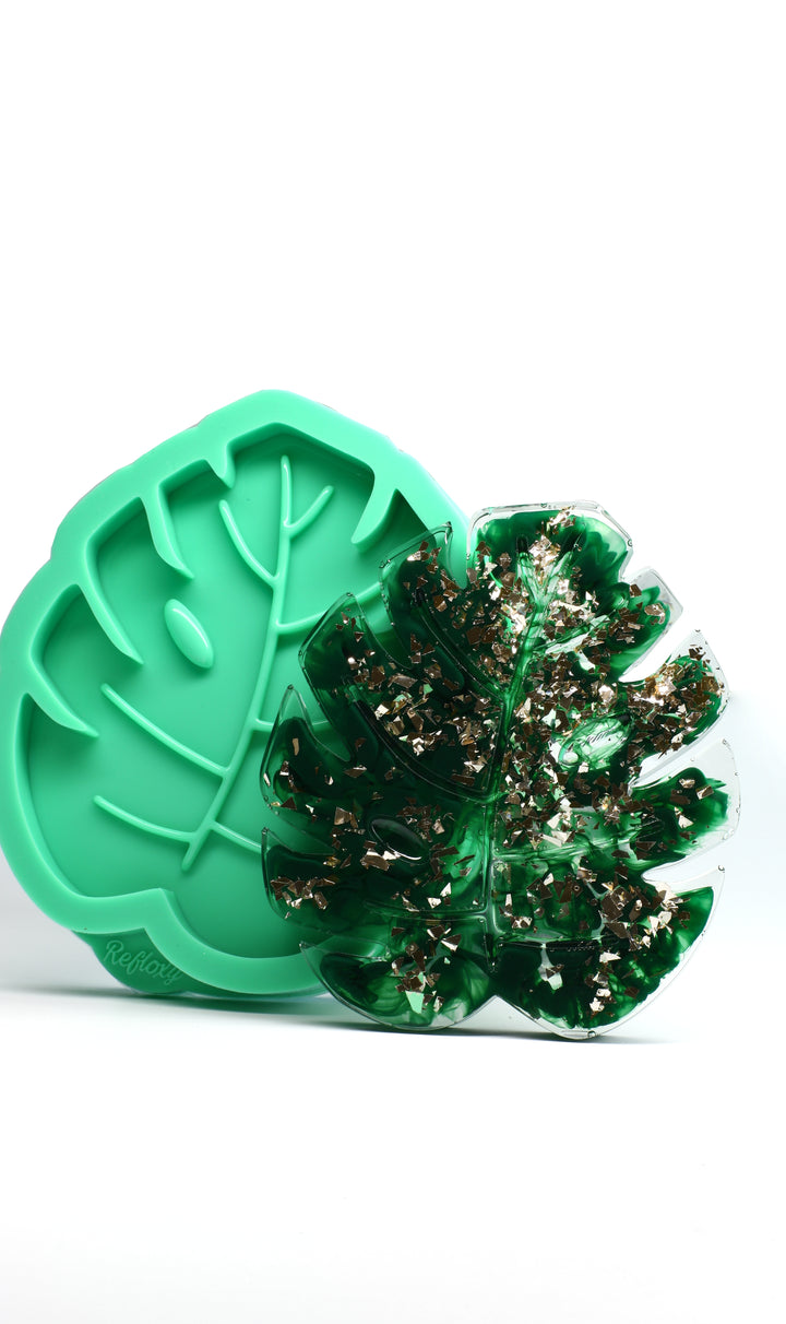Untersetzer Monstera Blume - mit inneren Konturen. Unregelmäßige Muster für Untersetzer Harzgießformen - Silikon-Epoxidform für DIY Handwerk