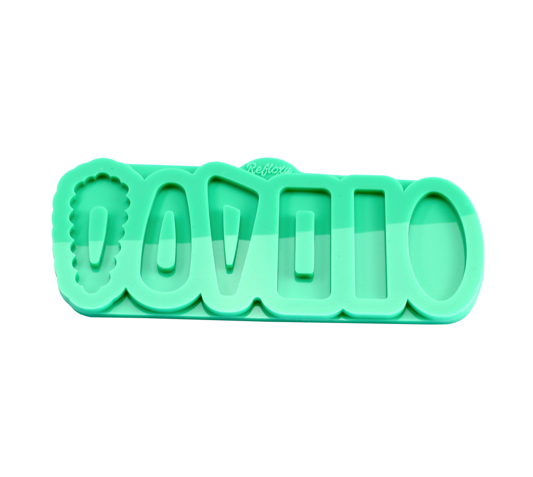 Haarspange 6er Silikonform "Alle Designs" in verschiedenen Varianten - Maße 6,4 x 2,5 x 0,4 cm Hochwertige Silikonform für Resin.